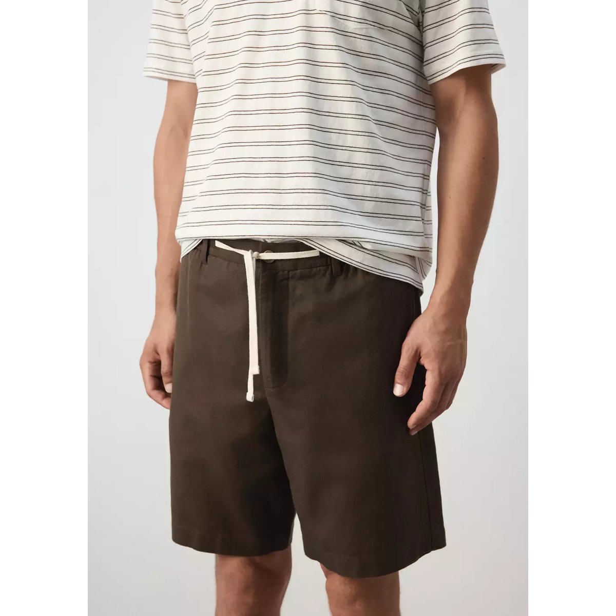 Bermuda relaxed fit en mélange de coton et lin marron, MANGO MAN