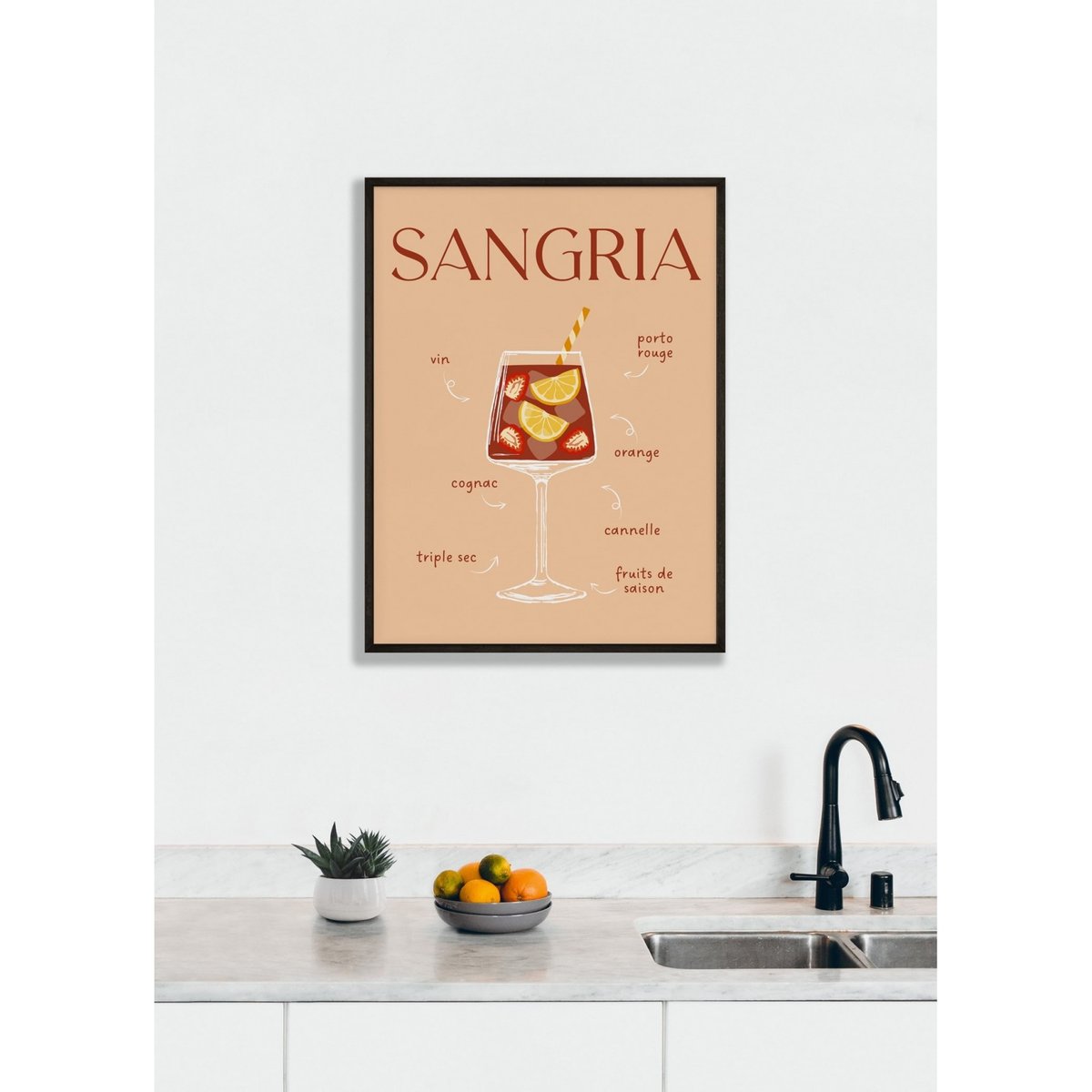 Affiche Cocktail Sangria 2 blanc, L'AFFICHERIE