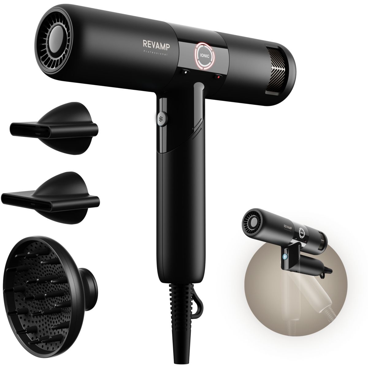 Sèche cheveux professionnel Progloss Enigma révélation noir, REVAMP