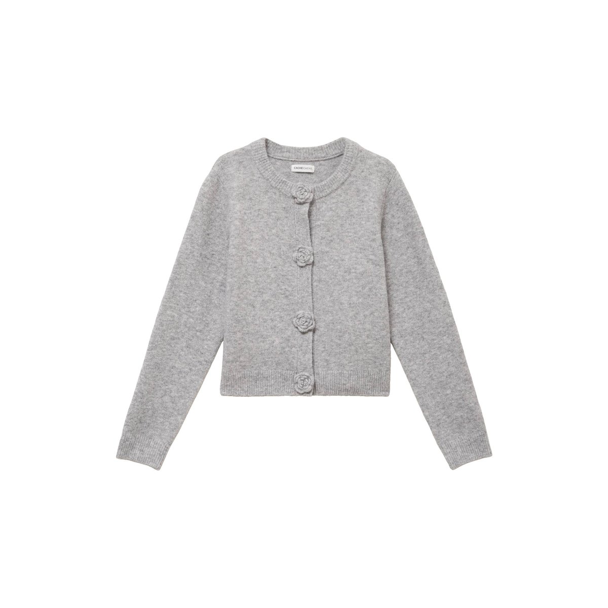 Gilet manches longues col rond gris clair, CACHE CACHE