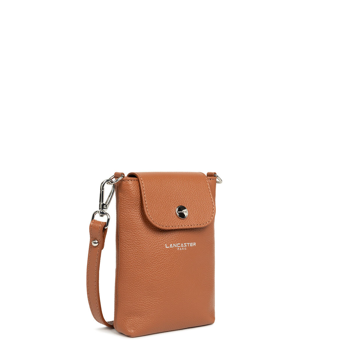 Pochette smartphone à rabat bandoulière MILANO BAO camel, LANCASTER