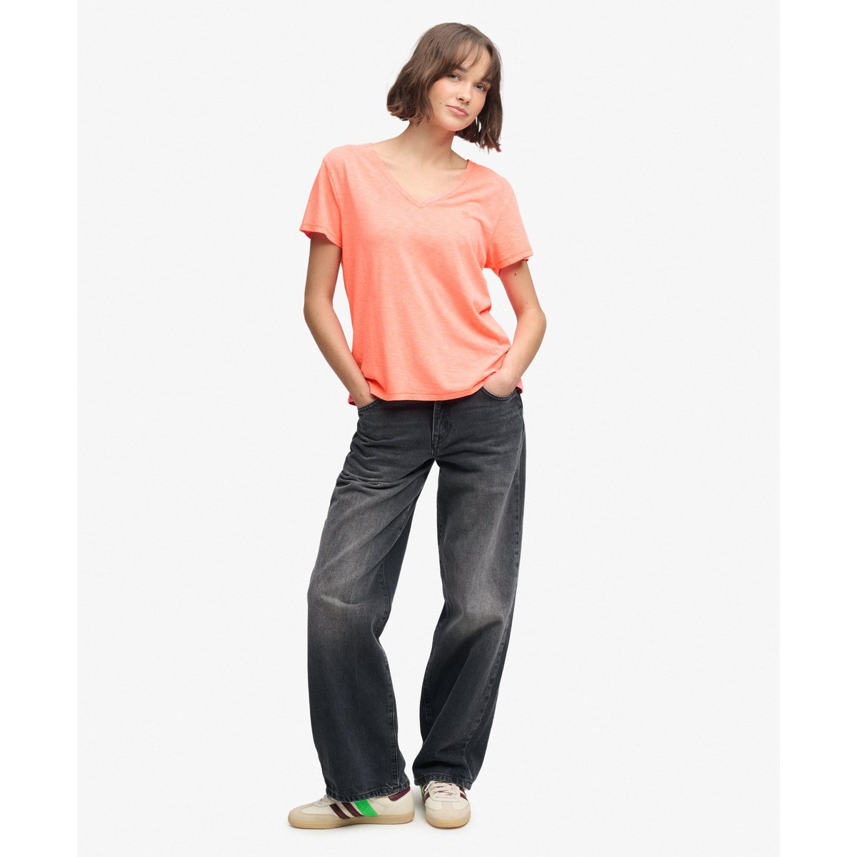 T-shirt brodé corail fluo, SUPERDRY