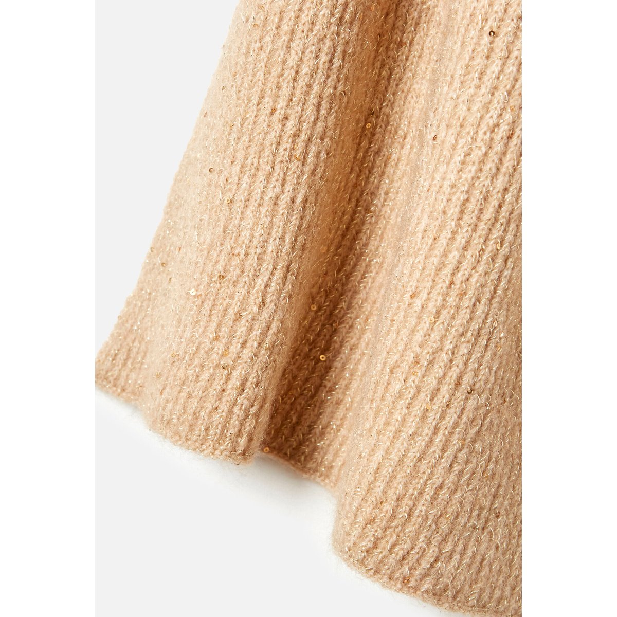 Echarpe maille côtelée brillante et sequins marron beige chiné, DAMART