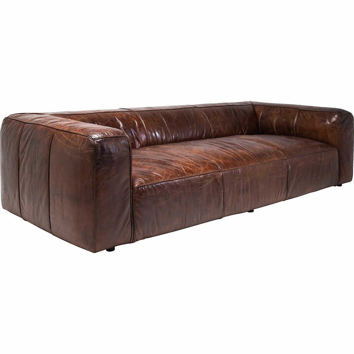 Canapé Cubetto 3-places 260cm cuir marron, KARE DESIGN