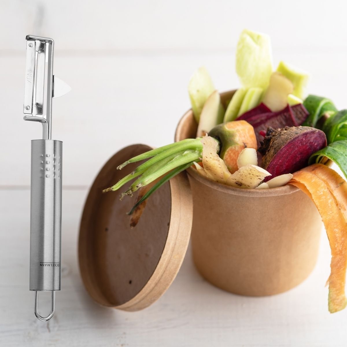 Duo Eplucheur à légumes pendule et rasoir à légumes gris|inox, FACKELMANN