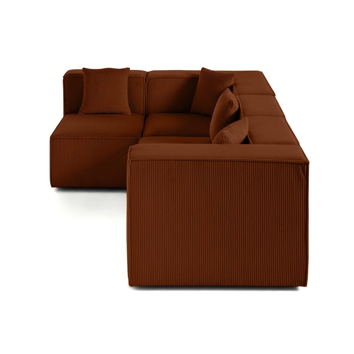 Canapé modulable d'angle gauche velours côtelé, ARTY terracotta, BEST MOBILIER