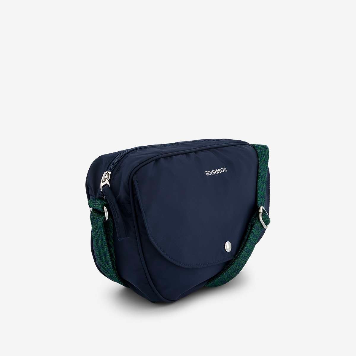Sac bandoulière arrondi en nylon recyclé FOLDED HALF MOON marine, BENSIMON