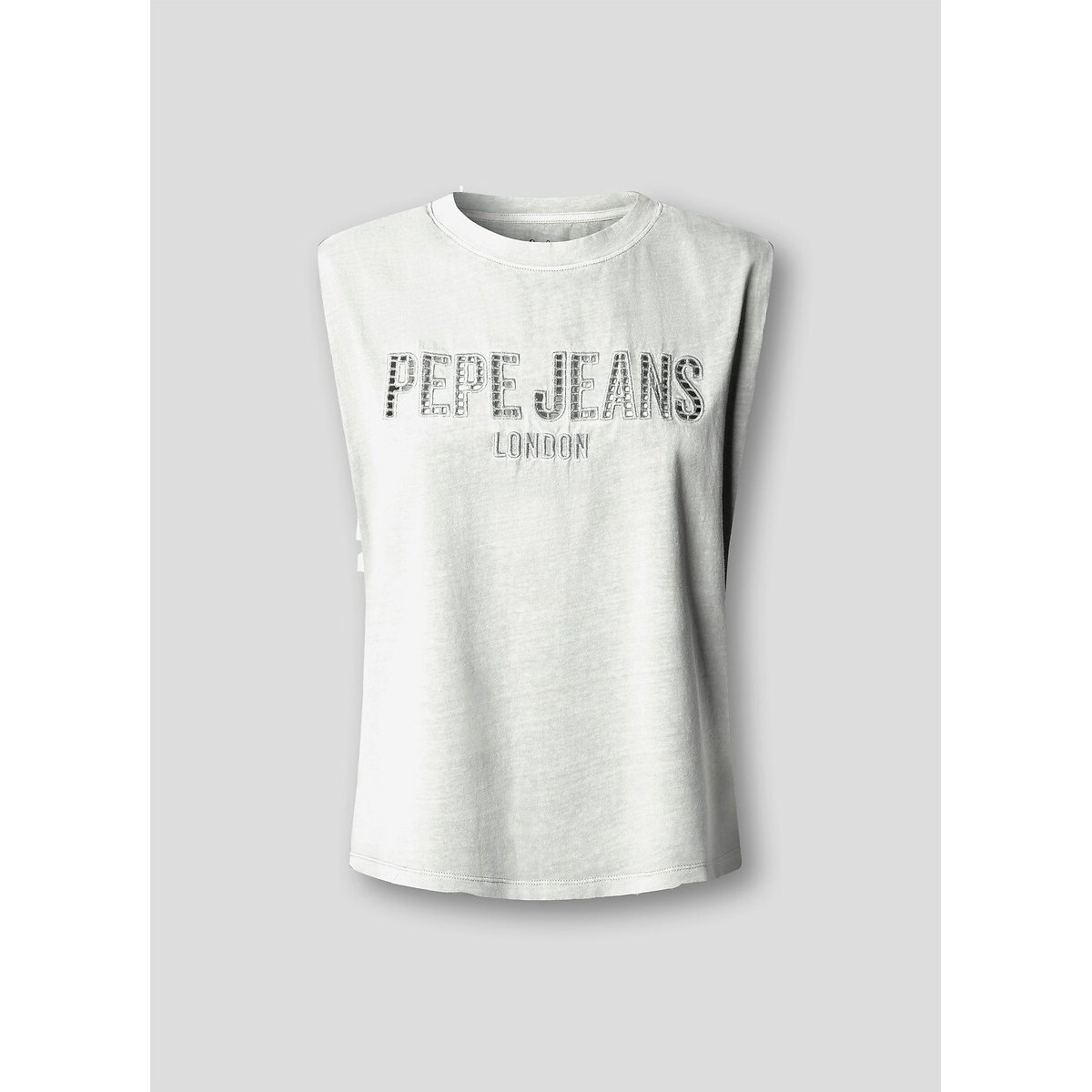 T-shirt senza maniche con logo bianco, PEPE JEANS