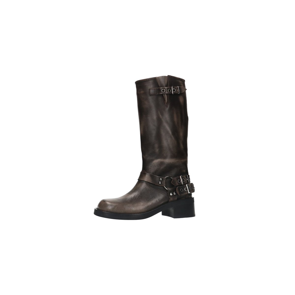 Bottines motardes avec boucles gris foncé, SACHA