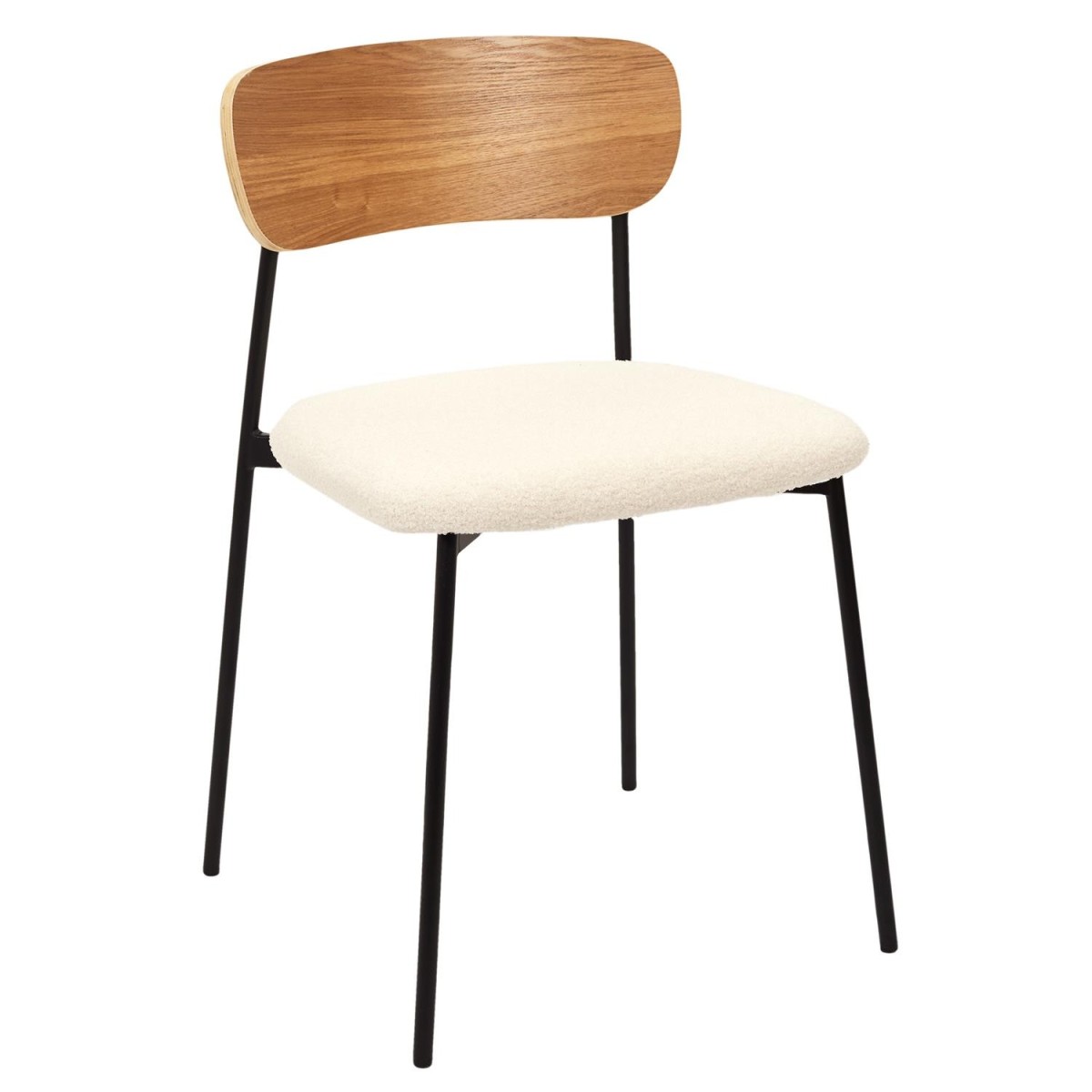 Lot de 4 Chaises en tissu écru LIVIO ecru, CALICOSY