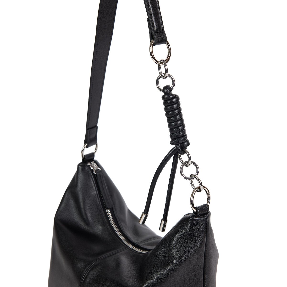 Borsa a bisaccia in pelle, SORA nero , NAT & NIN