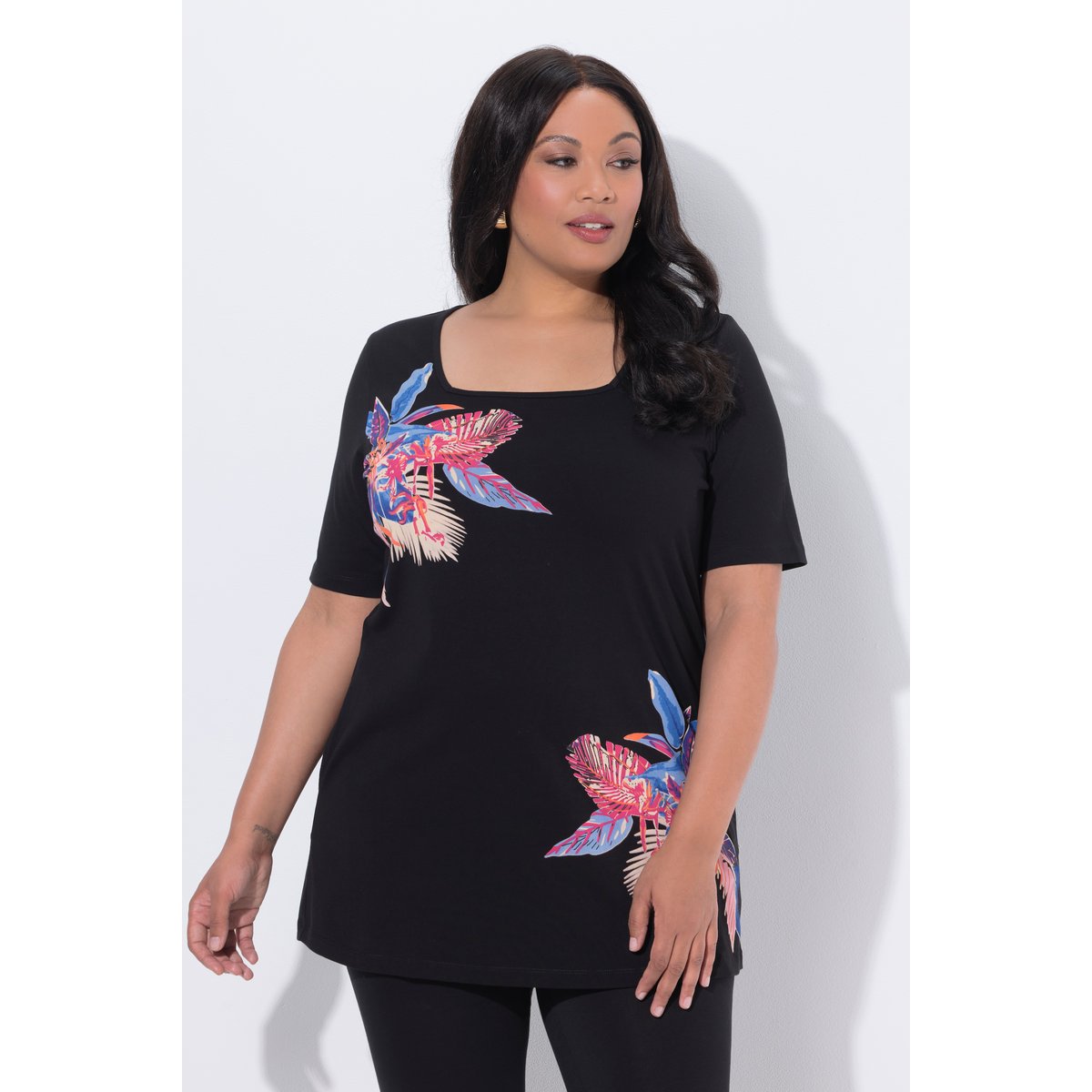 T-shirt long noir, ULLA POPKEN
