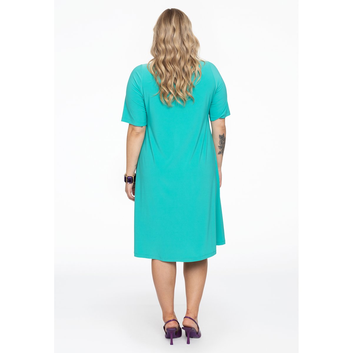 Robe plissée / plissé turquoise, YOEK