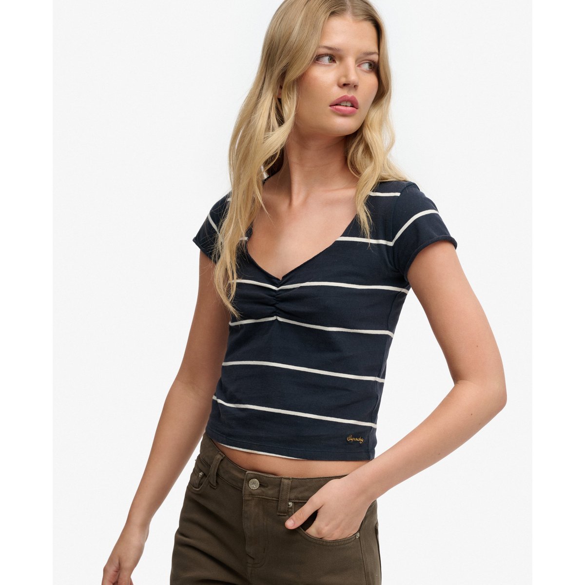 Top Athletic Essentials Coupe Ajustée bleu marine rayé, SUPERDRY