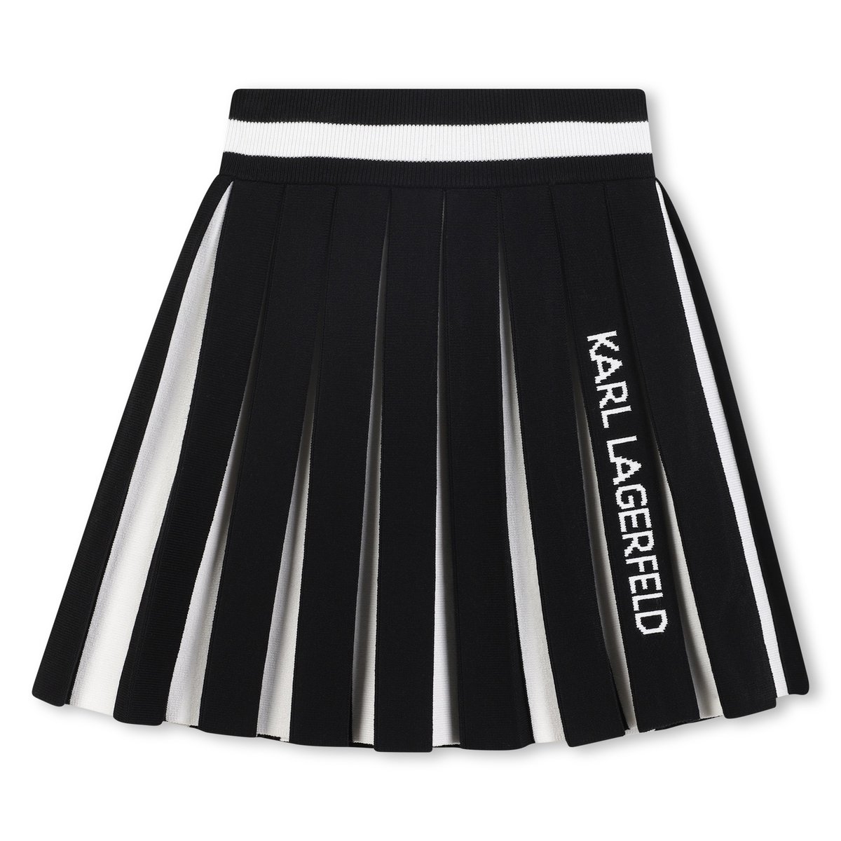 Jupe plissée en maille noir blanc, KARL LAGERFELD KIDS