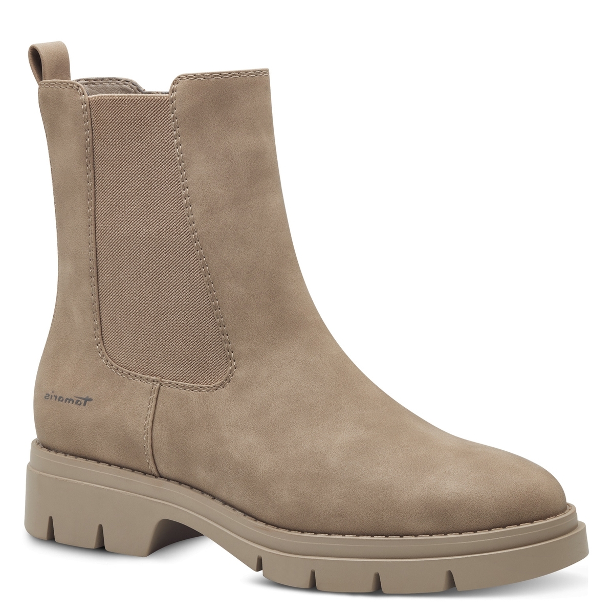 Bottine Chelsea à talon marron cuoio cuir, TAMARIS