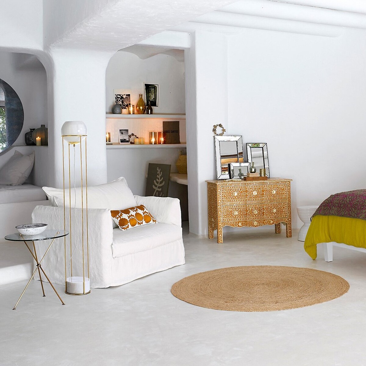 Fauteuil XL lin froissé, Neo Chiquito blanc, AM.PM