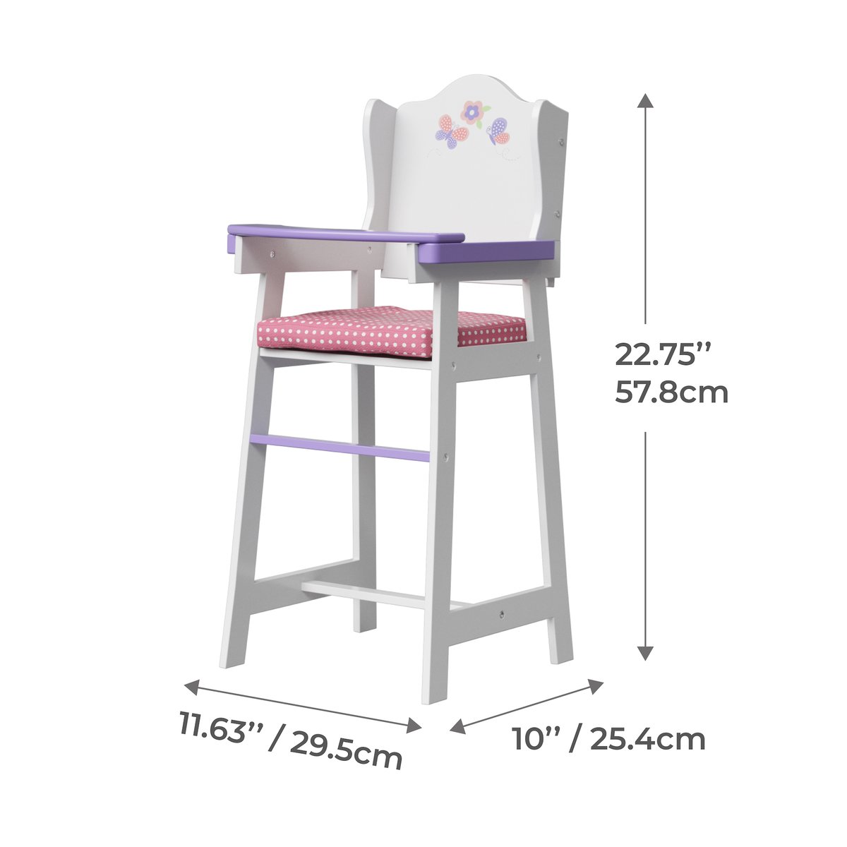 Chaise Haute Poupée avec Coussin, LITTLE PRINCESS blanc, TEAMSON KIDS
