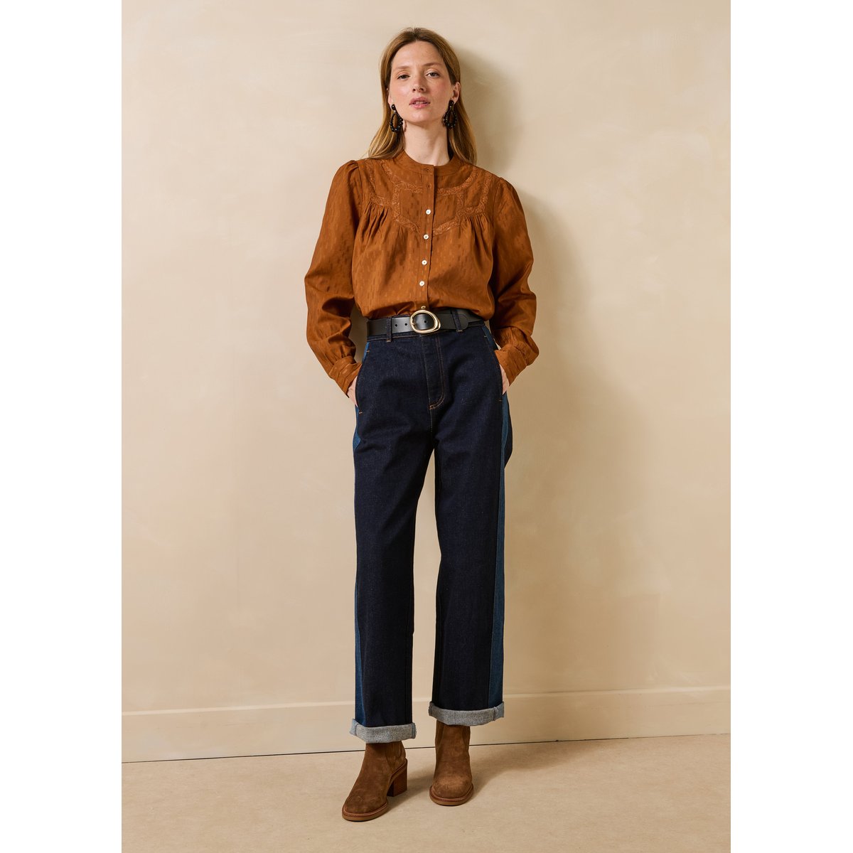 Jean barrel en coton biologique brut/medium, LA FEE MARABOUTEE