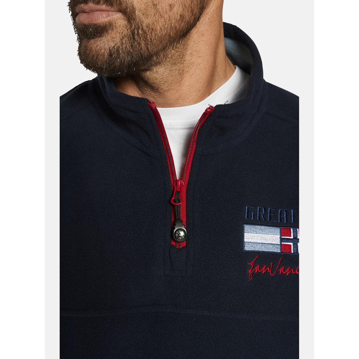 sweatshirt polaire SIETSE bleu foncé, JAN VANDERSTORM