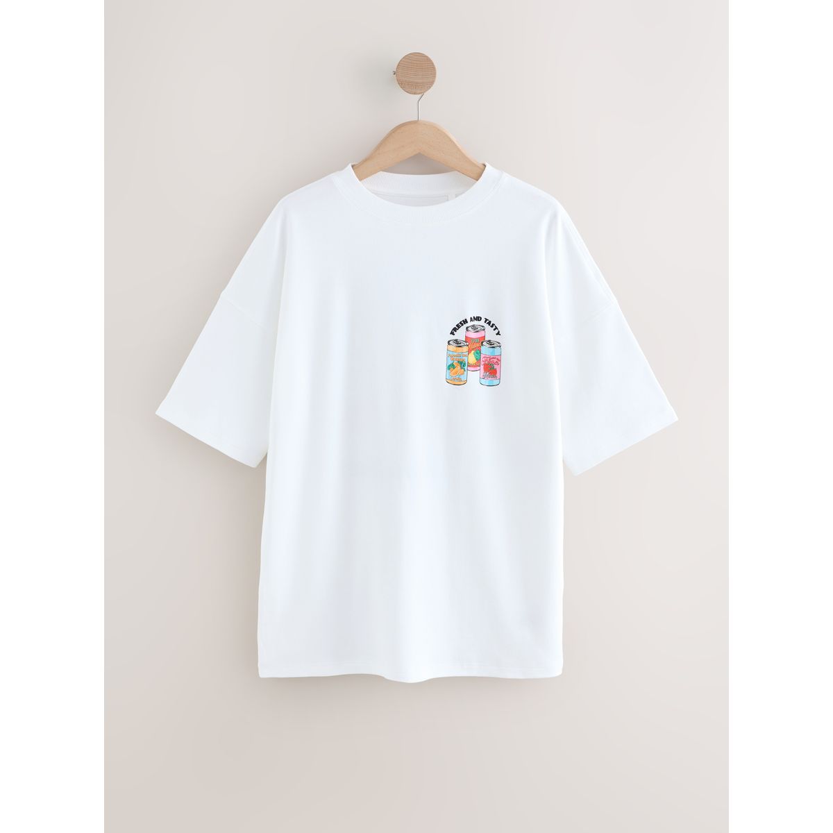 T-shirt à manches courtes et motif cannettes blanc, NEXT
