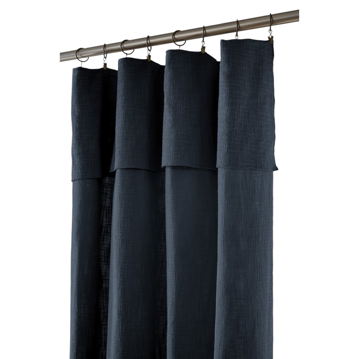 Rideau ajustable + 8 anneaux pince Sixtine bleufoncce, EDEN