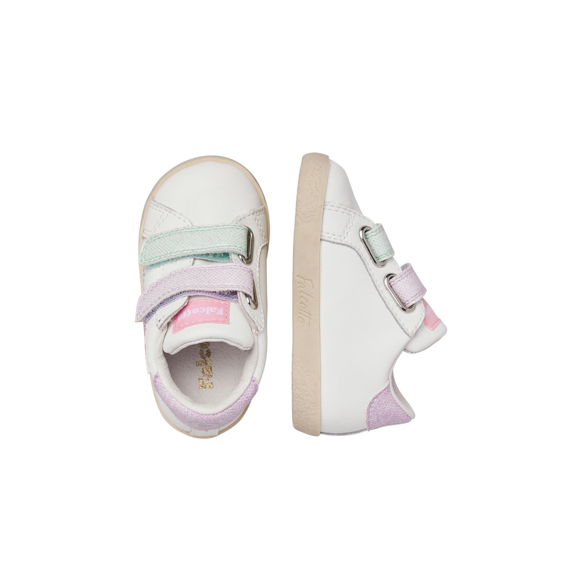 Sneakers en cuir et tissu ALNOITE 2 VL. blanc-rose-, FALCOTTO
