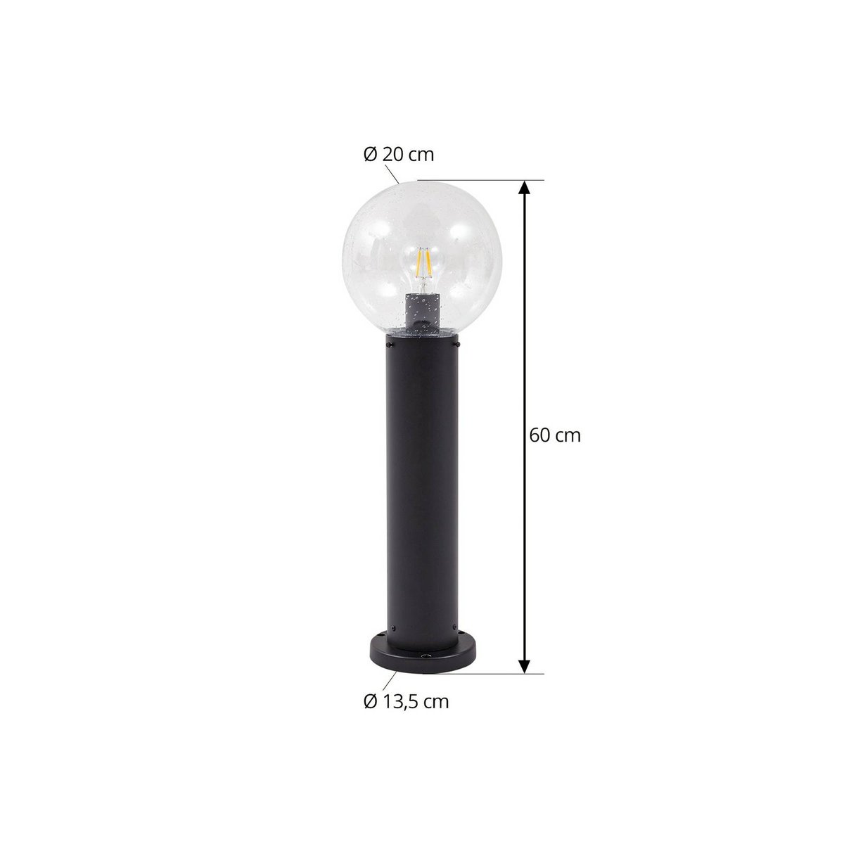 Luminaire extérieur en verre moderne, Dangan transparent, noir, LINDBY
