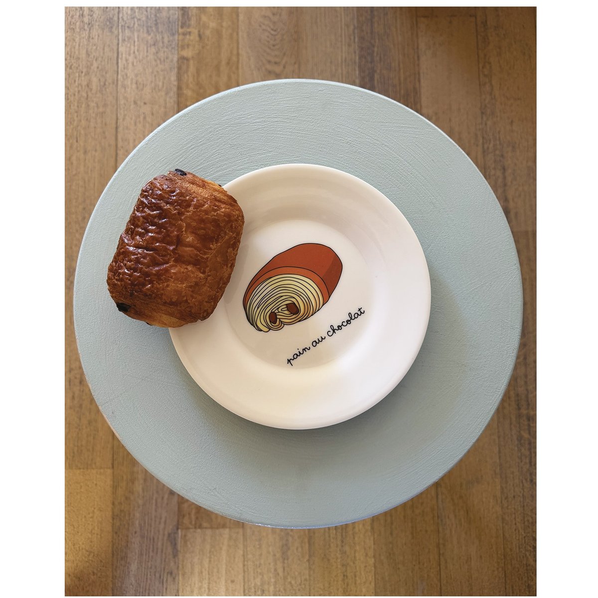 Assiette enfant avec pain au chocolat 20 cm blanc, PETIT JOUR