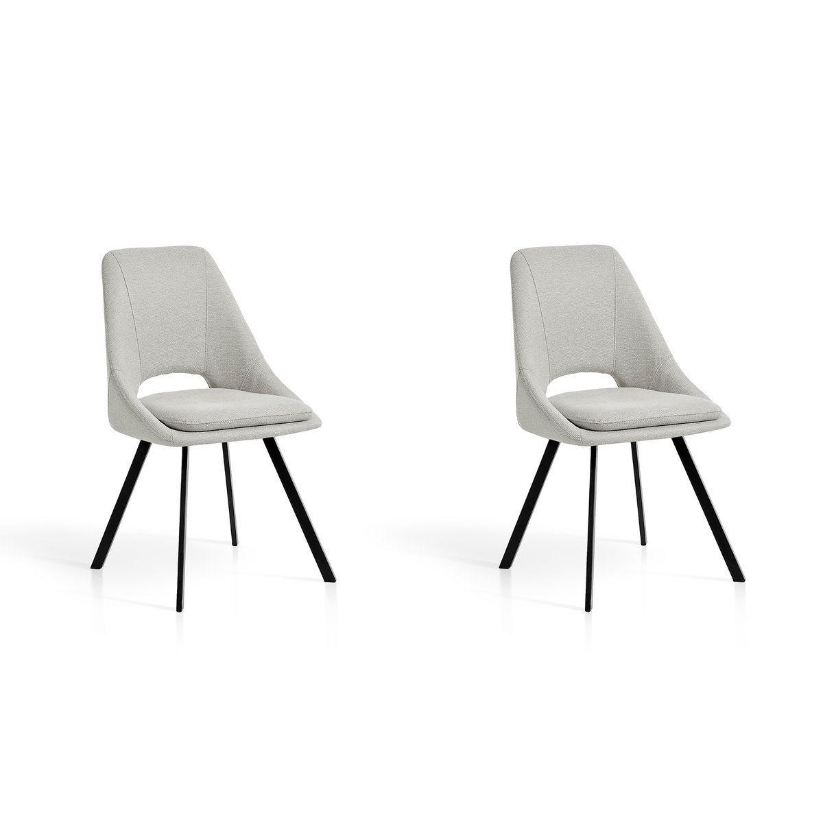 Lot de 2 chaises tissu et métal, TERRA beige, HISPANOHOGAR