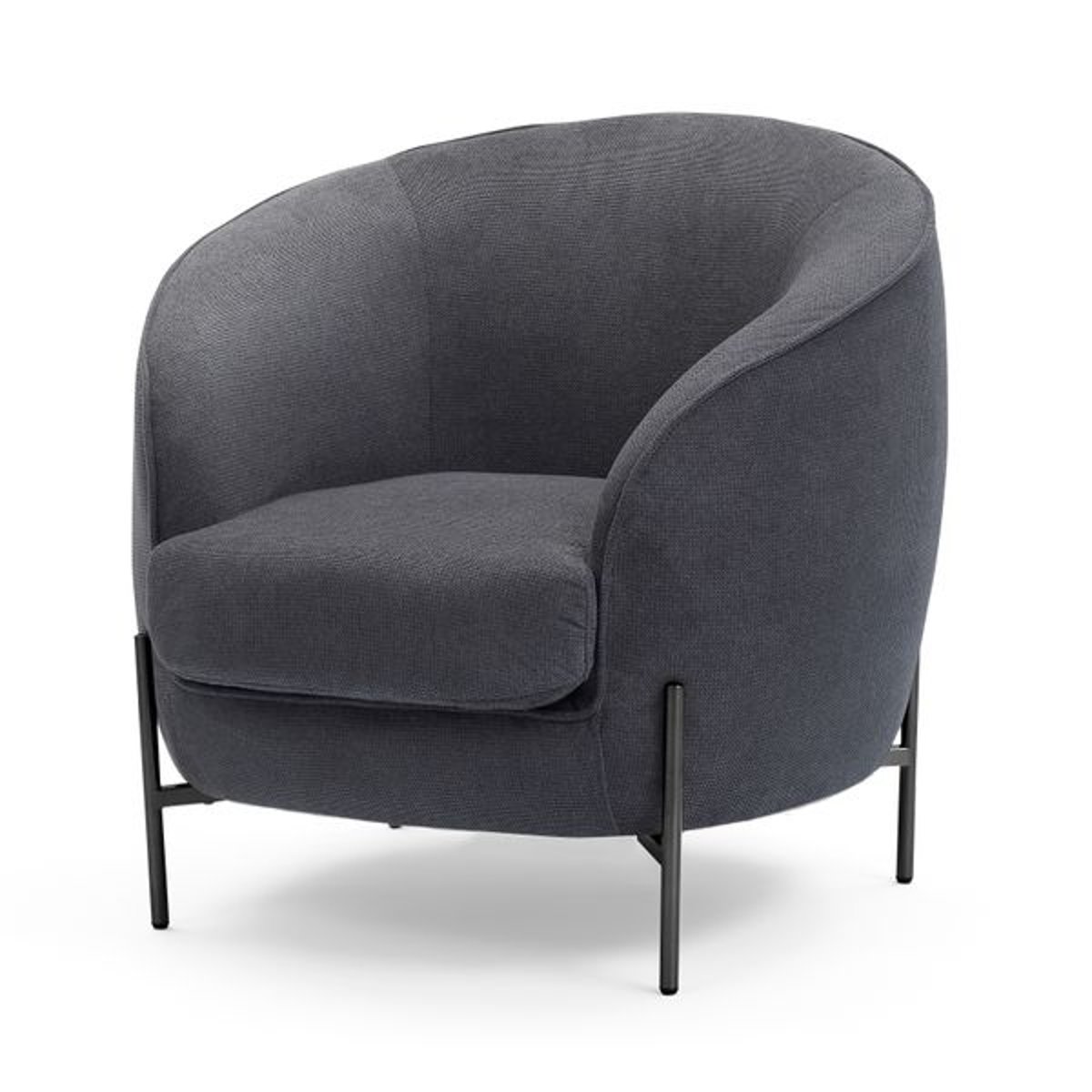 Fauteuil tissu  pieds noirs anthracite, ZAGO