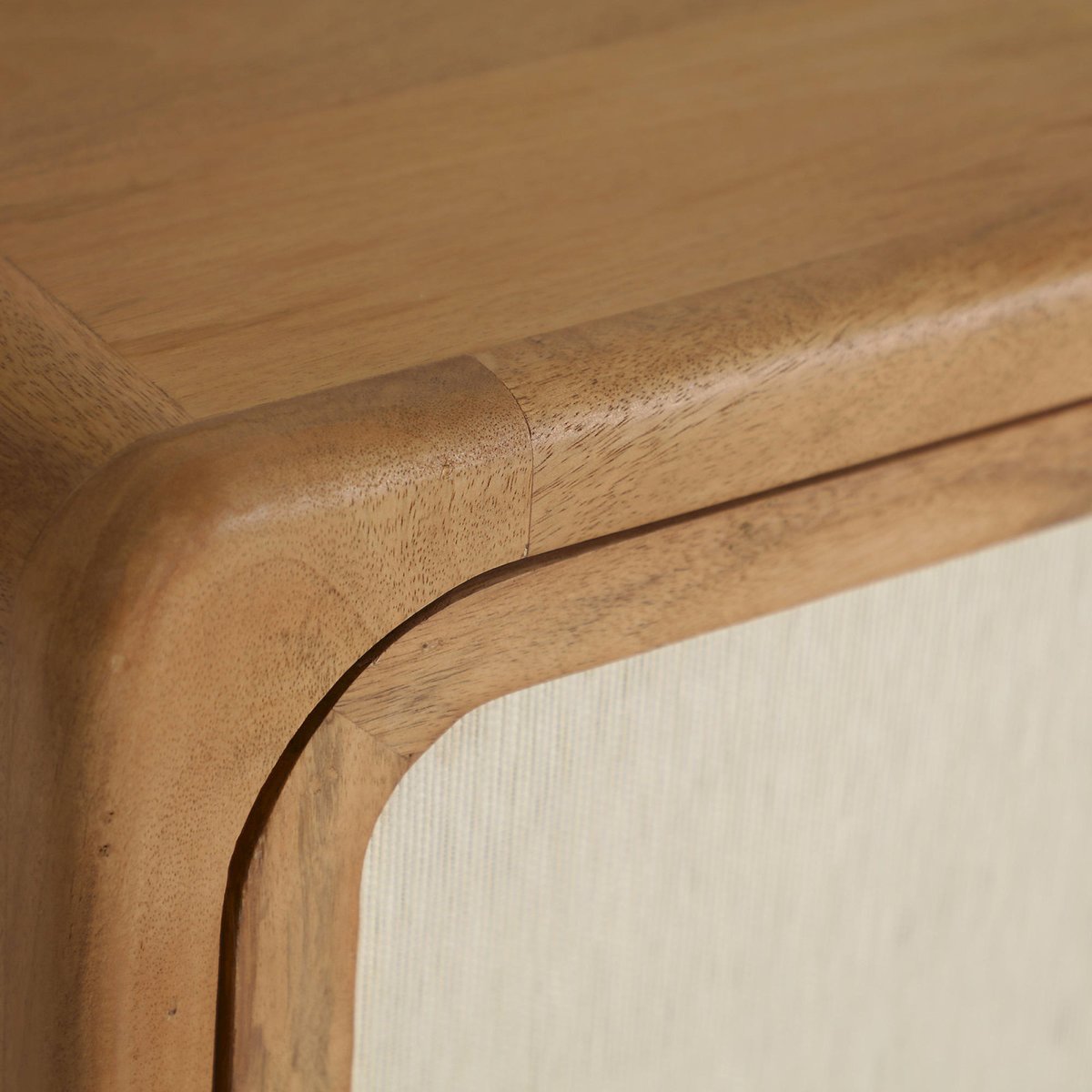 Meuble tv scandinave en manguier collection lattes bois brun et beige, RECOLLECTION