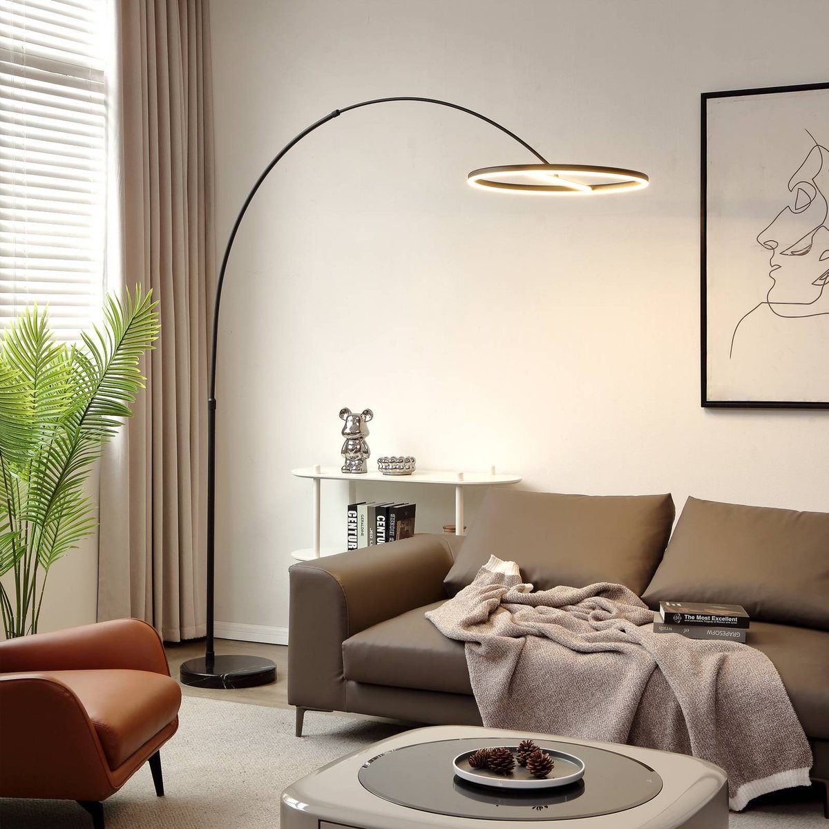 Lampadaire en aluminium moderneLED, Virvera noir, LUCANDE