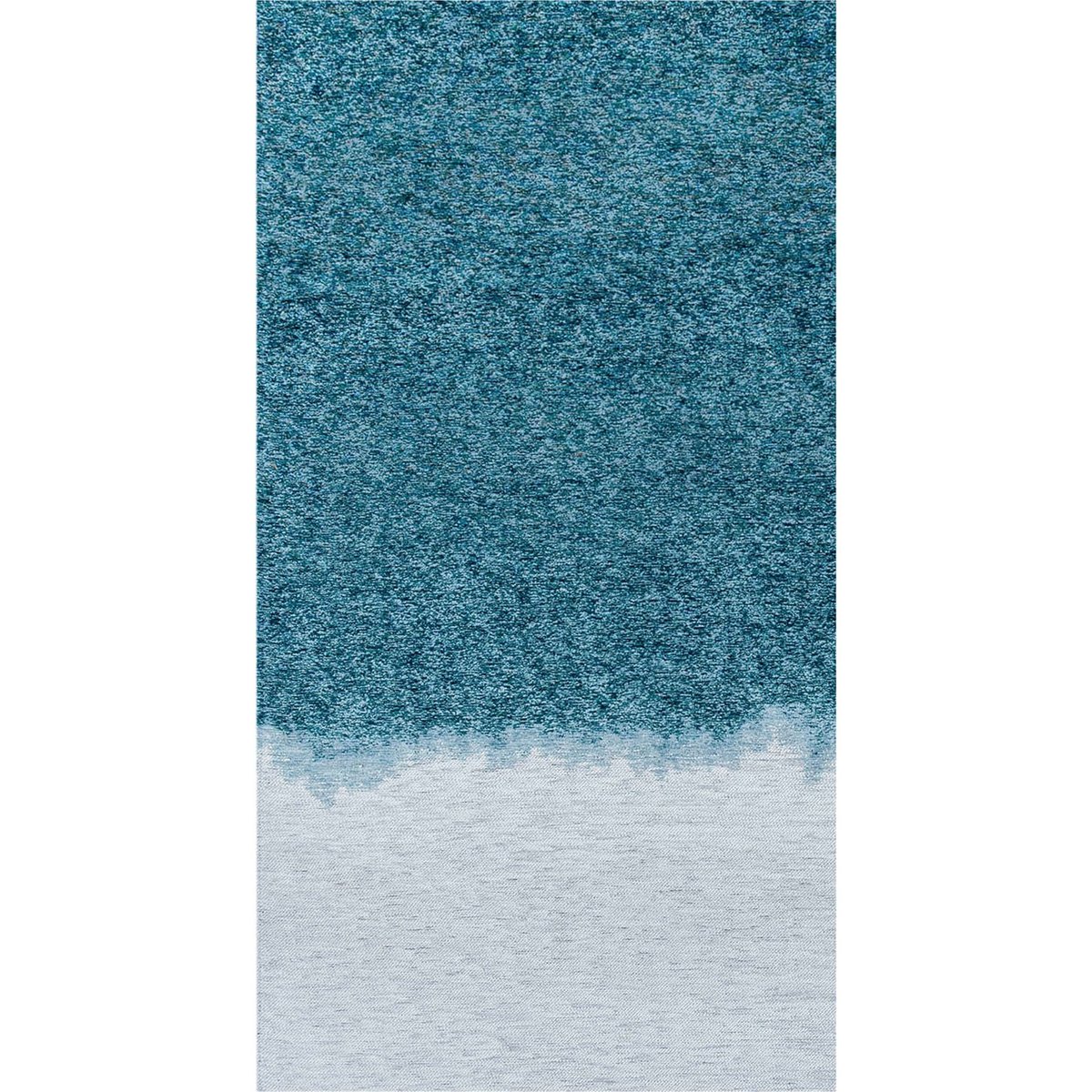 Tapis intérieur extérieur jacquard STORM bleu pétrole dégradé bleu clair, RECOLLECTION