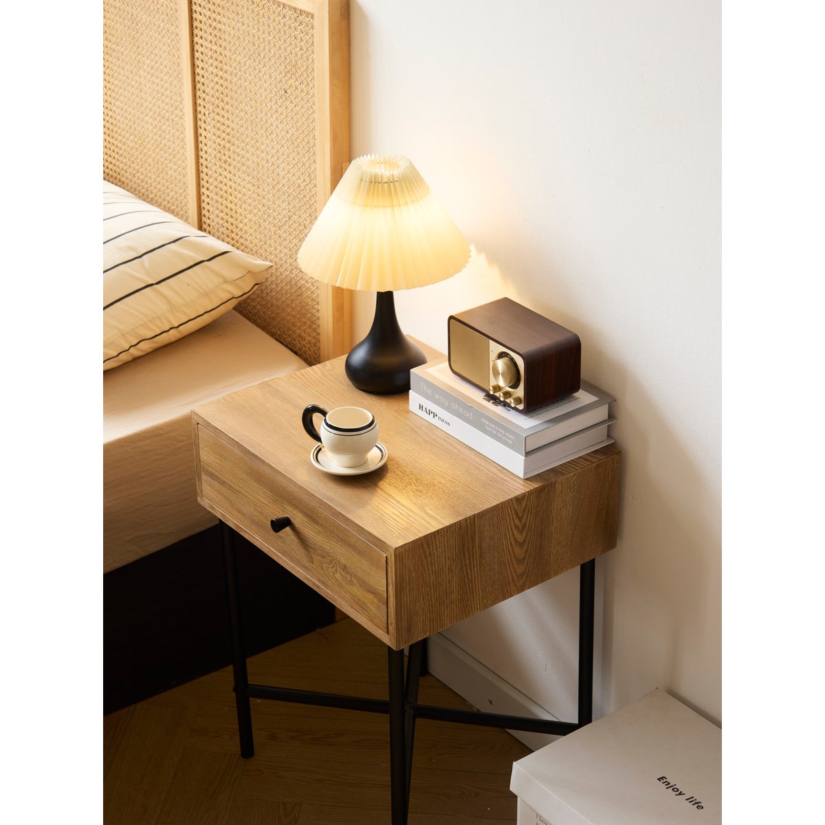 Table de chevet 1 tiroir, bois, TORRING bois naturel, NORDLYS