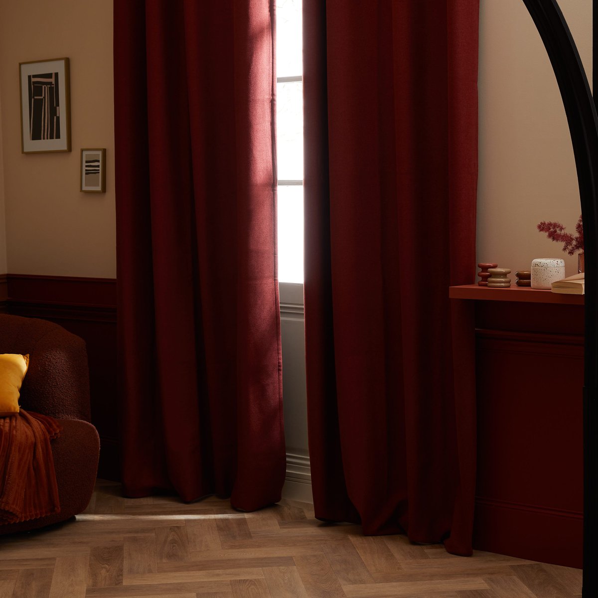 Rideau occultant thermique en polyester, RAGNAR rouge, INSPIRE