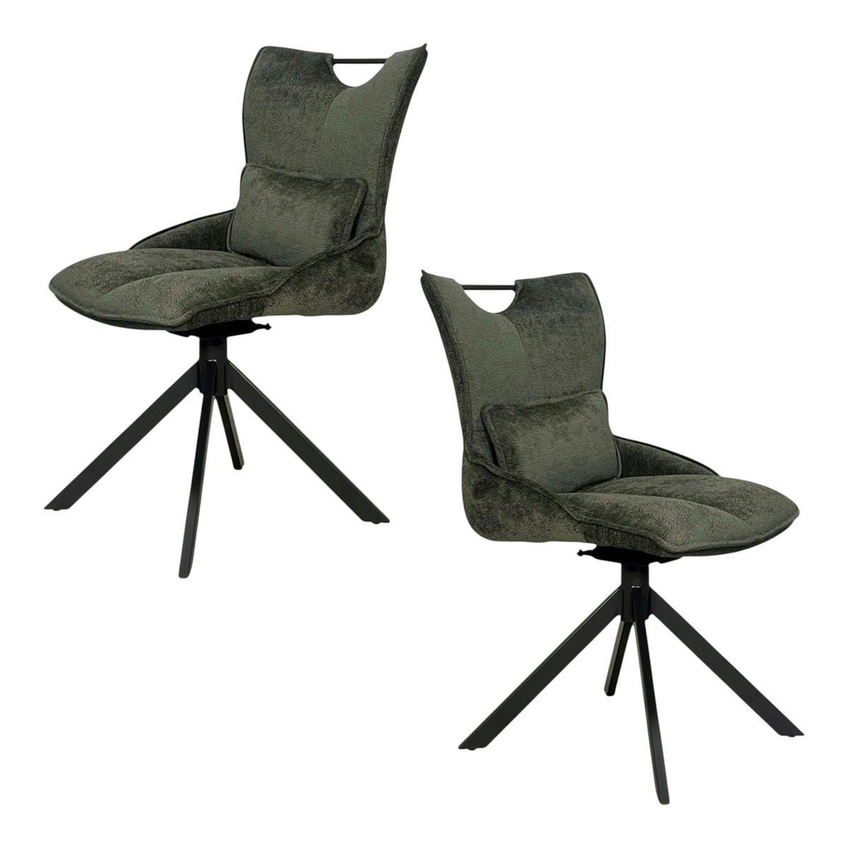 Chaise pivotante coussin et poignée tissu vert (lot de 2) IENA vert, PIER IMPORT