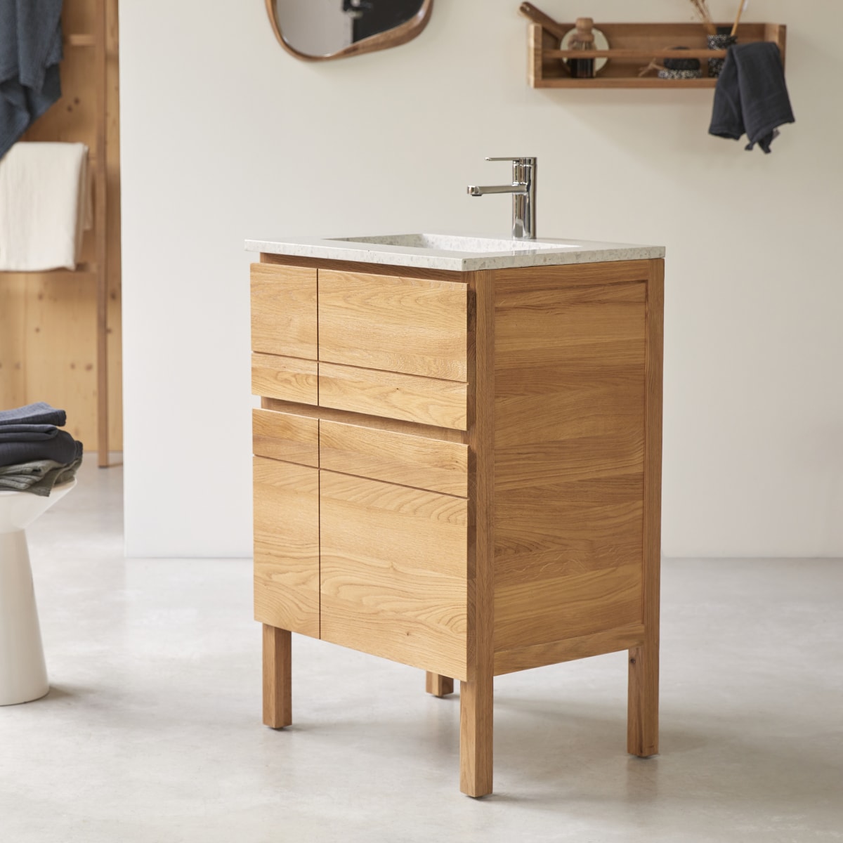 Meuble de salle bain en chêne massif, EASY naturel, TIKAMOON
