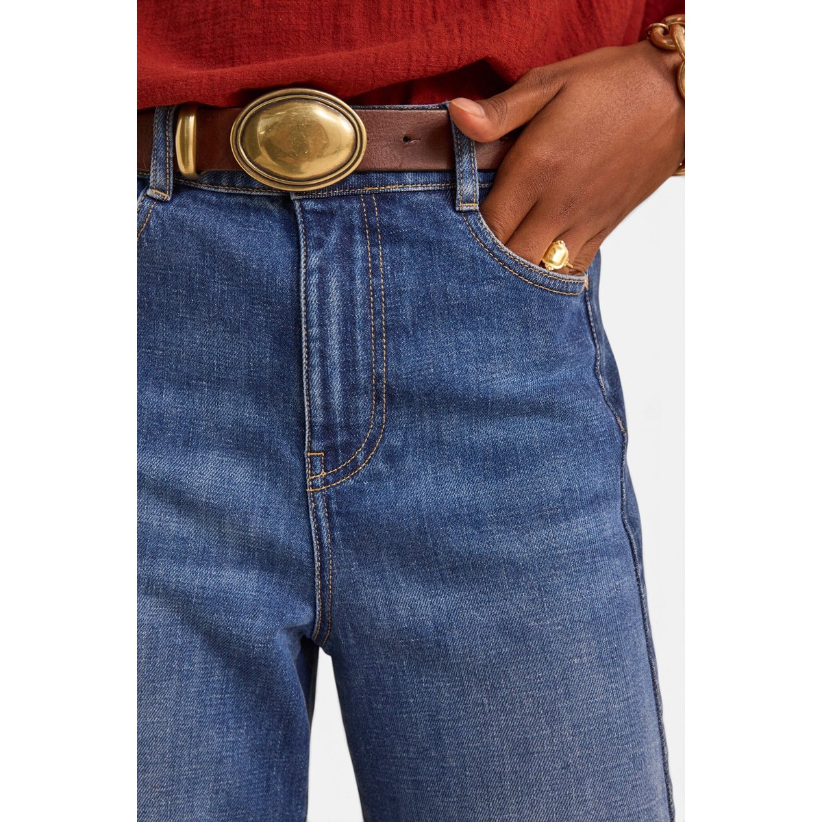 Jean bicolore extra large en coton SAVANA stone used, Maison 123