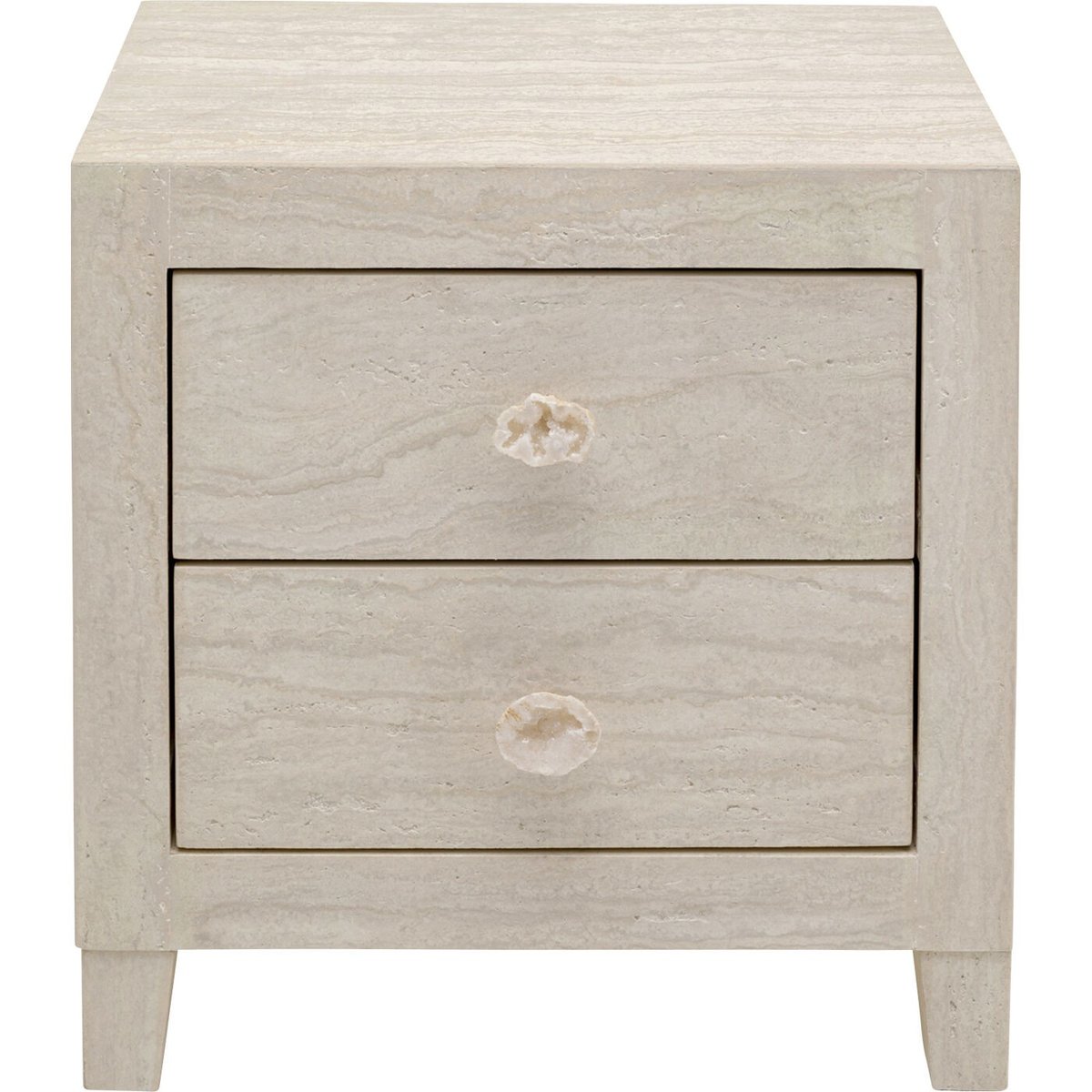 Chevet 2 tiroirs imitation pierre, TRAVERTINO beige, KARE DESIGN