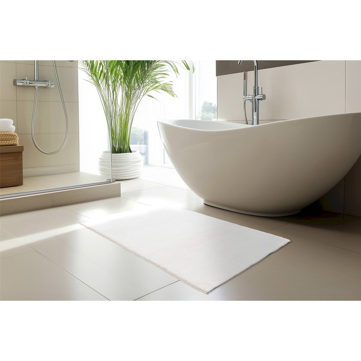 Tapis de bain rectangulaire blanc pur intemporel, ARTE ESPINA