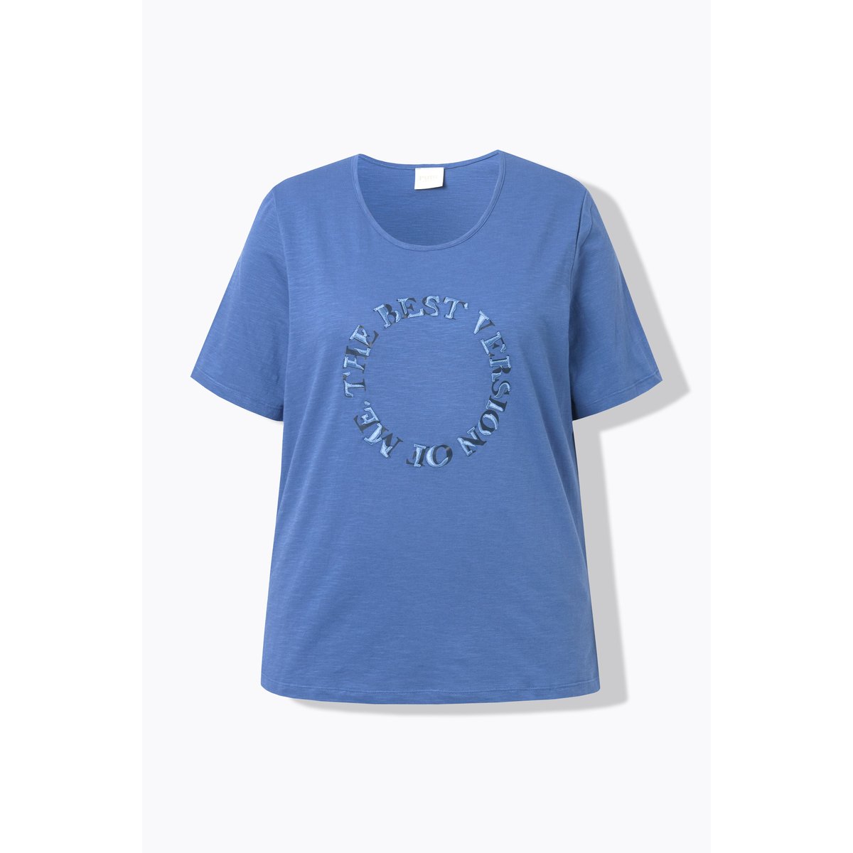 T-shirt en coton bio, avec message bleu voile clair, ULLA POPKEN