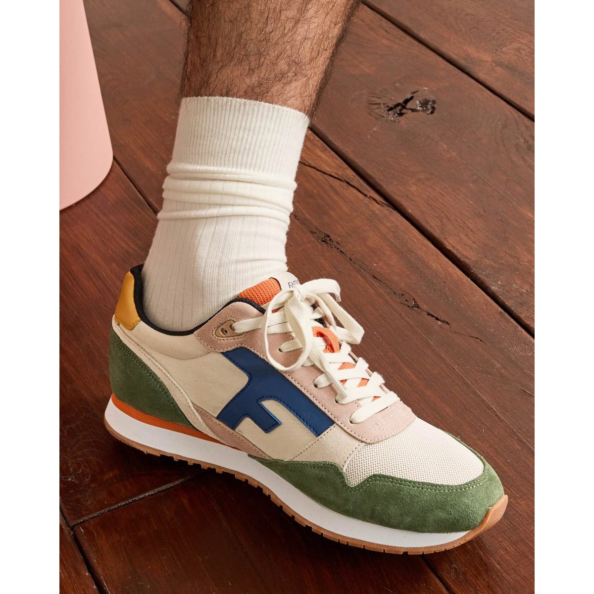 Running tissu suede ELM écru et kaki, FAGUO