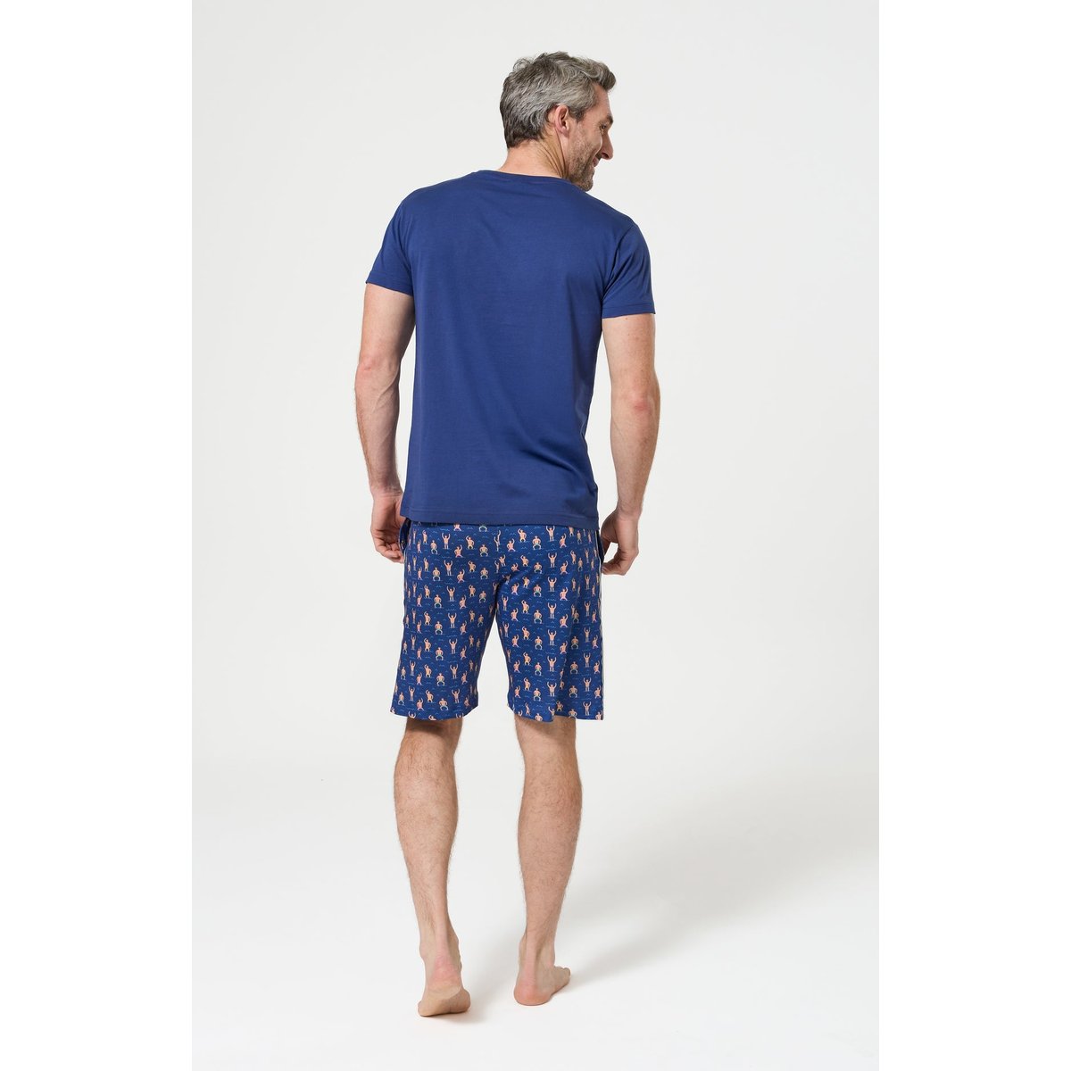 Pyjashort en coton imprimé Bain de minuit marine, ARTHUR