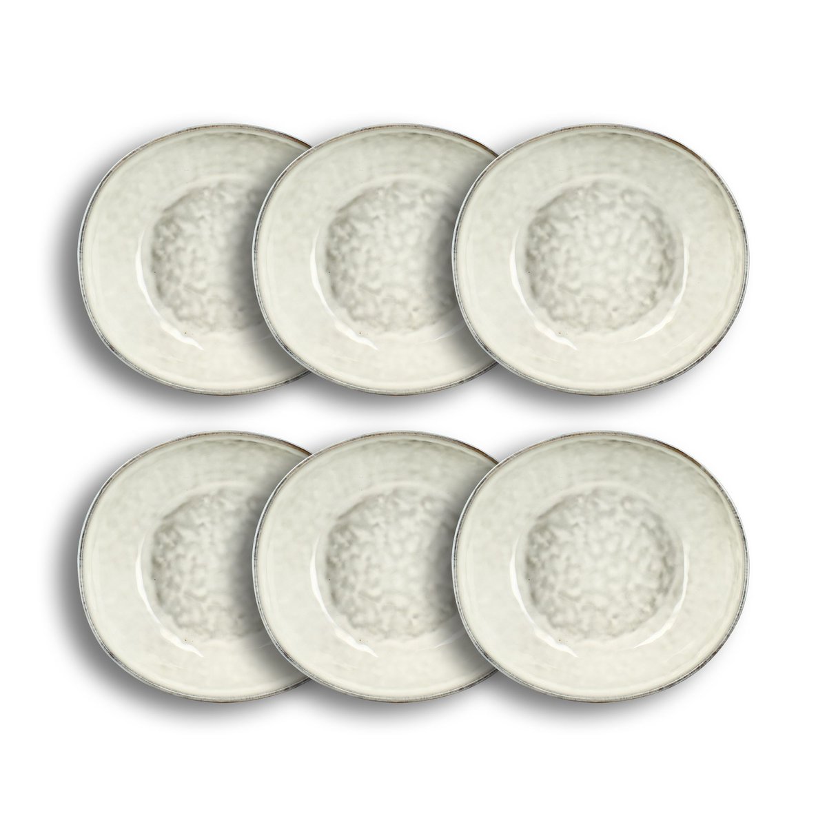 Lot de 6 assiettes creuses en grès 21cm, BORAL beige, OGO LIVING
