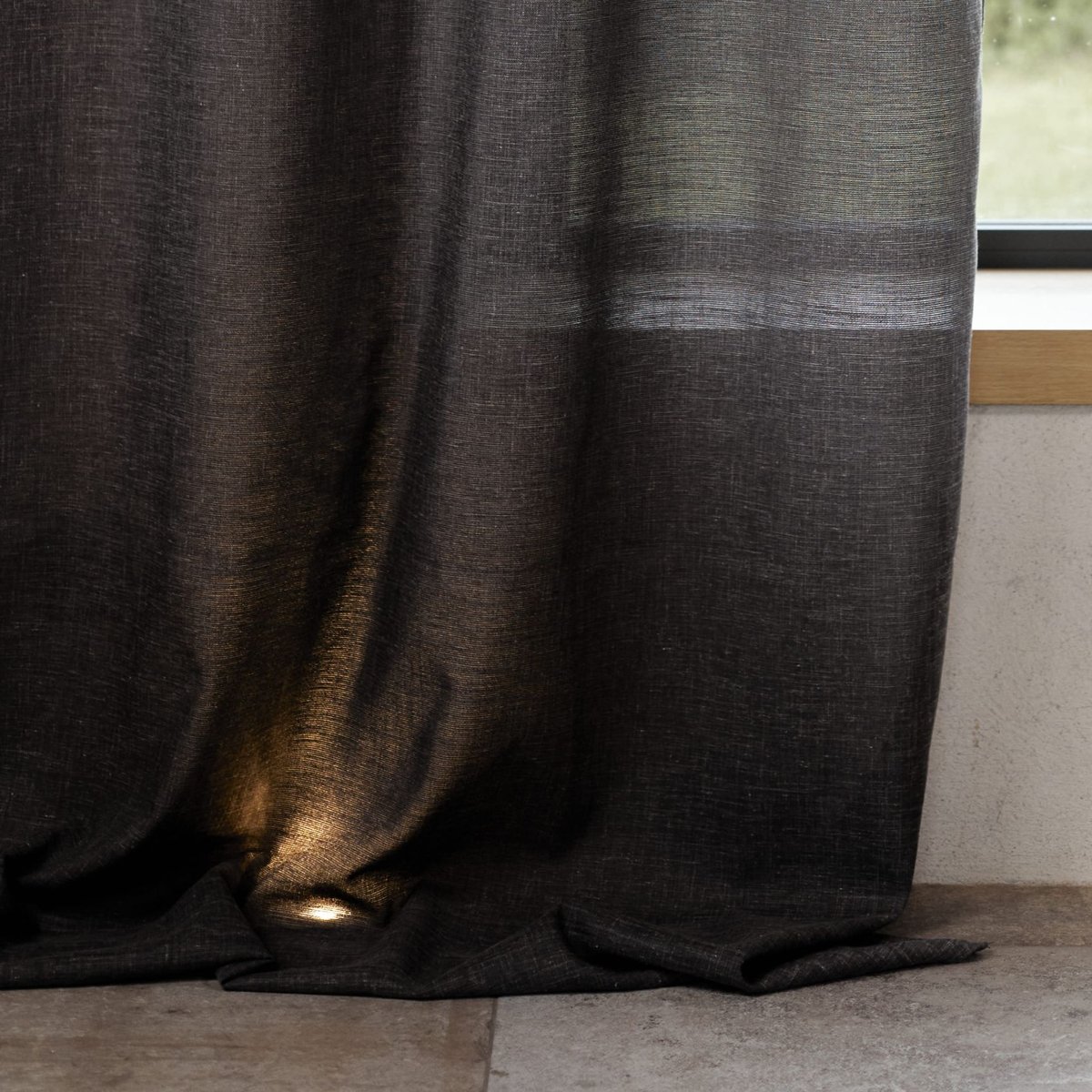 Rideau poly-lin à œillets - QABANE gris anthracite, HOME MAISON