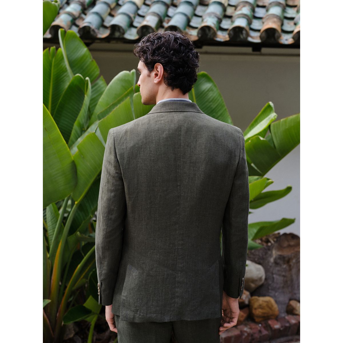 Veste de costume slim en lin italien signature vert, NEXT