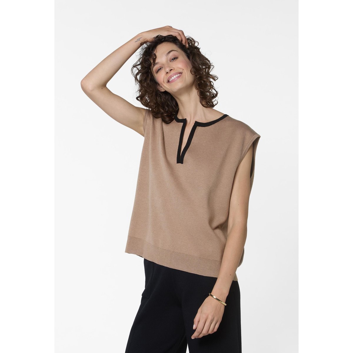 Pull manches courtes marron moka, RODIER