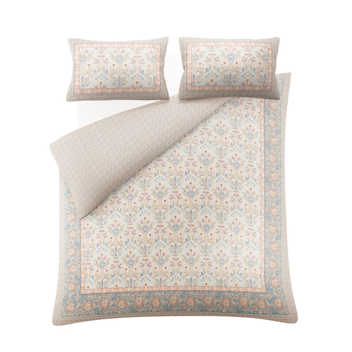 Parure de lit fleurie Semington pour grand lit double rose, ocre, bleu, beige, LAURA ASHLEY