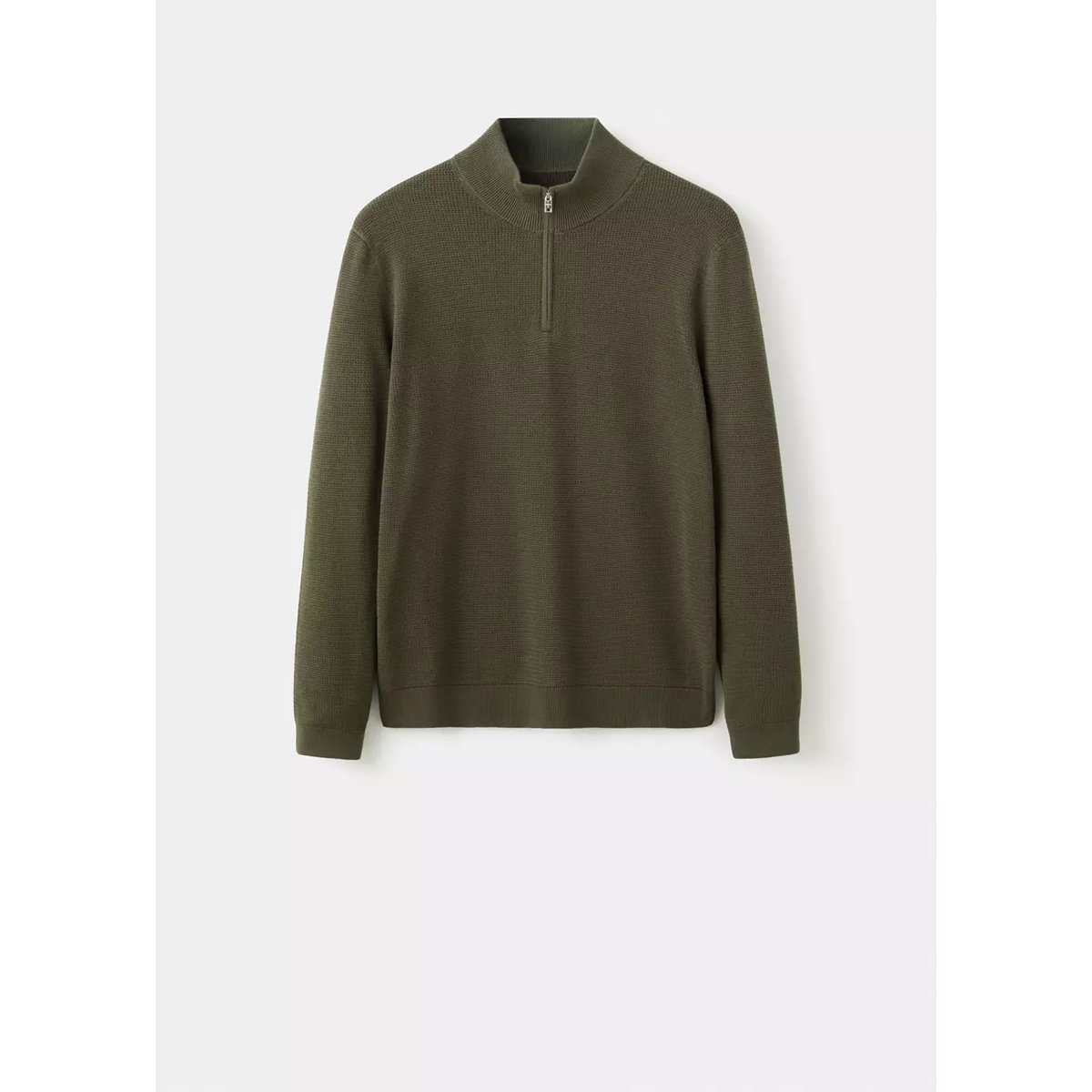 Pull-over maille fine fermeture Éclair olive, MANGO MAN